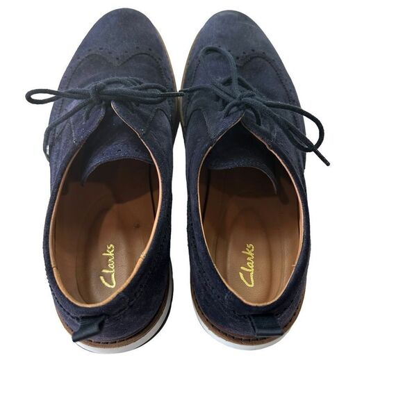 Clarks Chantry Men's Wing Tip Leather Lace Up Casual Comfort Blue Shoes, 7.5 - Picture 7 of 10